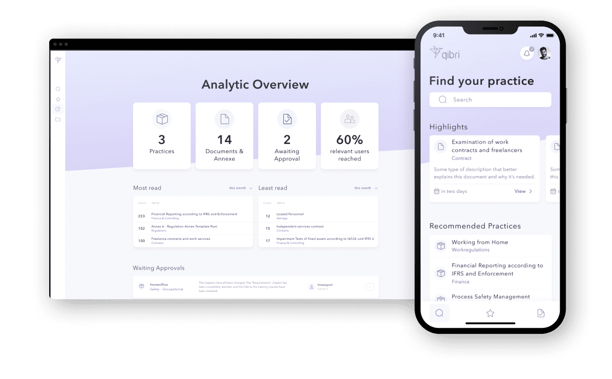 admin dashboard of the qibri desktop and mobile app